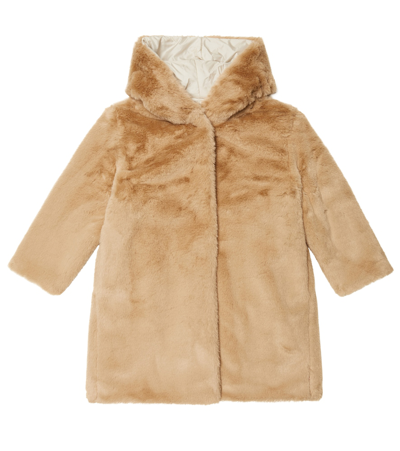 Il Gufo Kids' Faux Fur Coat In Camel