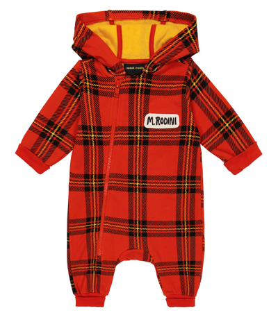 Mini Rodini Baby Checked Cotton Onesie In Red