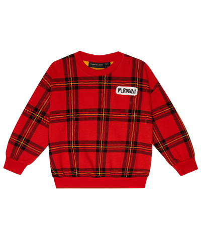 Mini Rodini Checked Cotton Sweatshirt In Red