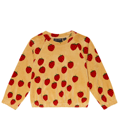 Mini Rodini Kids' Printed Cotton Velvet Sweatshirt In Beige