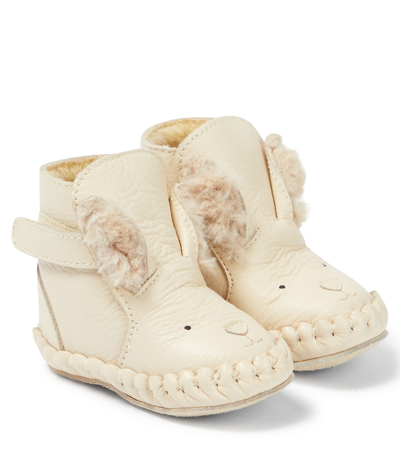 Donsje Baby Kapi Leather Boots In Cream Leather