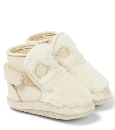Donsje Baby Richy Leather And Faux Fur Booties In Neutrals