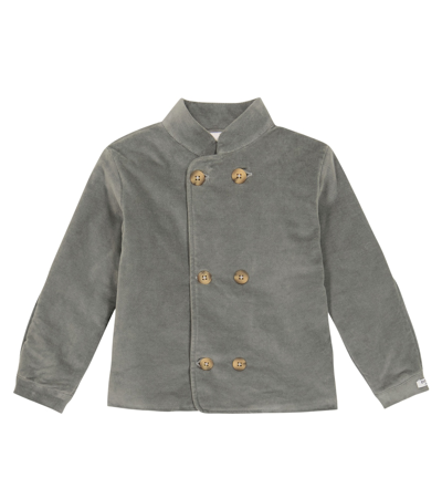 Donsje Kids' Veten Velour Jacket In Moss Grey