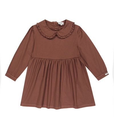 Donsje Kids' Prala Cotton Dress In Dark Clay