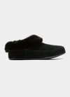 Sorel Go Coffee Run Suede Slippers In Black, Sea Salt