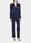 Balmain Navy Blue Viscose-wool Blend Blazer In Marine