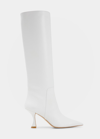 Stuart Weitzman Xcurve Lambskin Knee Boots In White
