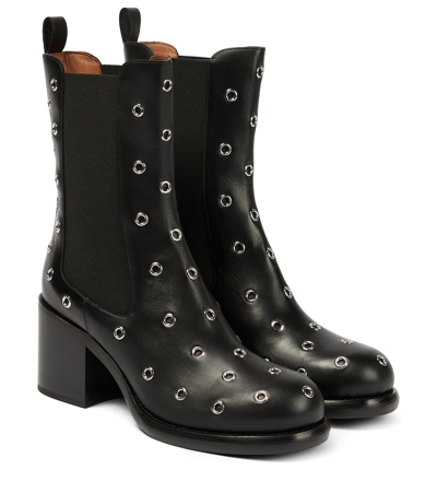 Alaïa Eyelet-embellished Leather Boots In Noir