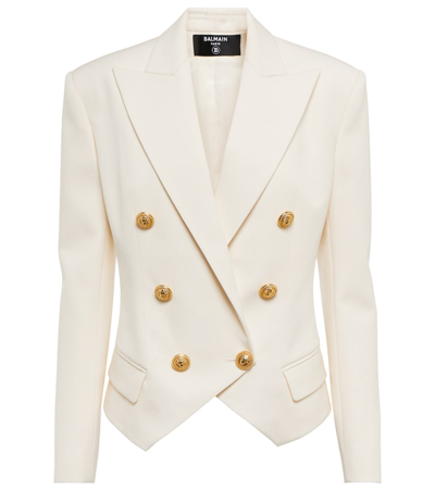 Balmain Wool Blazer In Beige