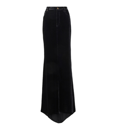 Saint Laurent Velvet Maxi Skirt In Black Raw | ModeSens