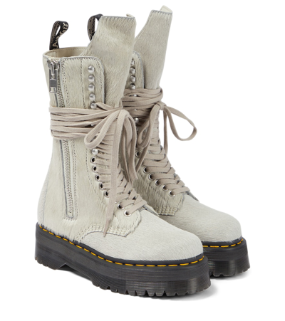 Rick Owens Pearl Leather Strobe Boots In Off-white