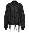 Dolce & Gabbana Lace-up Technical Fabric Bomber Jacket In Nero