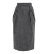 Maison Margiela High-rise Pleated Herringbone-wool Midi Skirt In Grey/black