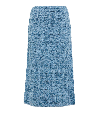 Maison Margiela Marled Knit Midi Skirt In Light Blue