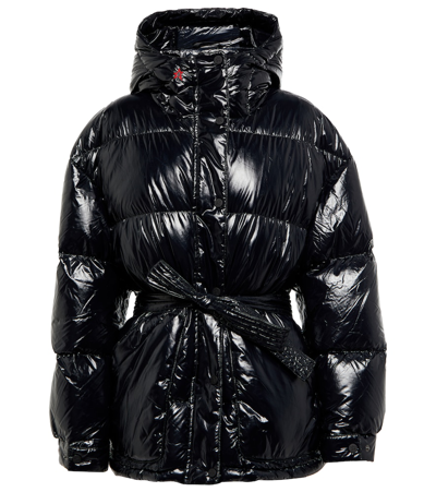 Perfect Moment Metallic Belted Down Parka In Black Cire