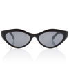 Givenchy Day 56mm Mirrored Cat Eye Sunglasses In Matte Black / Smoke