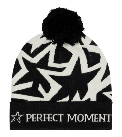 Perfect Moment Arcus Intarsia Knit-logo Beanie In White/black