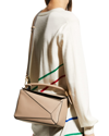 Loewe Puzzle Calfskin Small Satchel In Sand