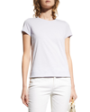 Lafayette 148 Modern Short-sleeve Cotton Jersey Tee In Aster