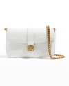 Balenciaga Lady Xs Flap Shiny Croc-embossed Crossbody Bag In Optic White