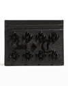 Christian Louboutin Kios Studded Leather Card Case In Black/black