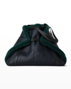 Akris Ai Medium Reversible Shearling Shoulder Bag In Bottle Green