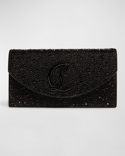 Christian Louboutin Loubi54 Small Wallet On Chain In Strass In Black/gunmetal