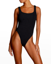 Hunza G Square One-piece Textured Swimsuit In Black