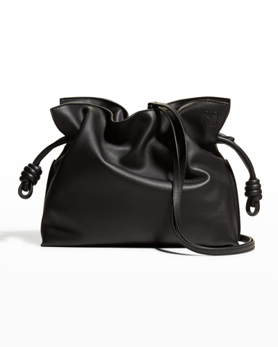 Loewe Flamenco Drawstring Knot Clutch Bag In Black