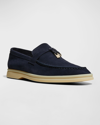 Loro Piana Summer Charms Walk Suede Loafers In Starry Sapphire