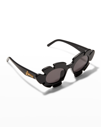 Loewe Paulas Ibiza 47mm Flower Sunglasses In Shiny Black