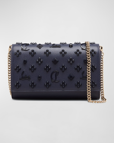 Christian Louboutin Paloma Fold-over Embellished Clutch Bag In Ink
