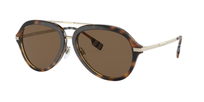 Burberry Men's Jude Double-bridge Aviator Sunglasses In Brown / Dark