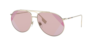 Burberry Alice Pink Uv Print Beige Aviator Ladies Sunglasses Be3138 110984 61 In Rose Uv Printing