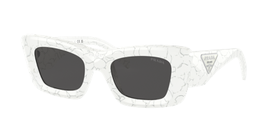 Prada Marble-print Rectangular-frame Sunglasses In Dark Grey