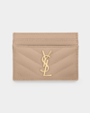 Saint Laurent Ysl Grain De Poudre Leather Card Case, Golden Hardware