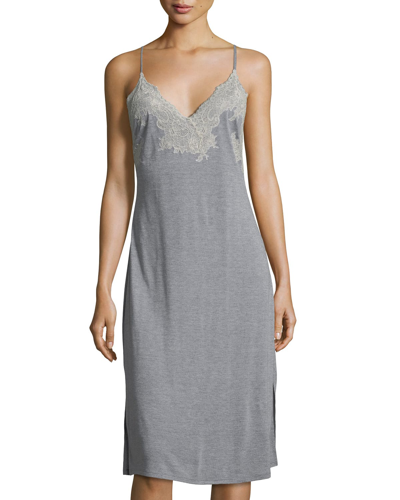 Natori Luxe Shangri-la Nightgown In Ht Violet Quartz