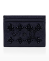 Christian Louboutin Kios Studded Leather Card Case In Ink