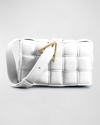 Bottega Veneta Small Padded Cassette Intrecciato Leather Crossbody Bag In White