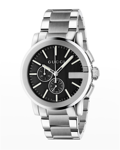 Gucci Men's Swiss Chronograph Stainless Steel Bracelet Watch 44mm In Sliver