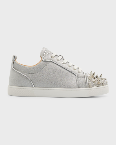 Christian Louboutin Louis Junior Spikes Lace-up Sneakers In Silver/silver