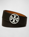 Tory Burch Miller Logo Reversible Belt In Black / Gold