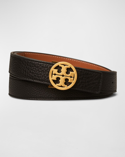 Tory Burch Miller Logo Reversible Belt In Brown