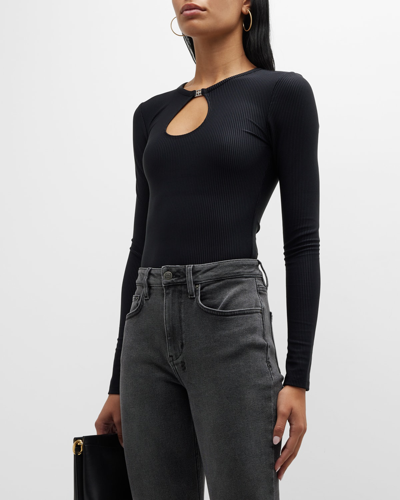 Ksubi Charmed Long Sleeve Keyhole Cut-out Top In Black