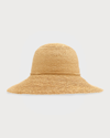 Helen Kaminski Braided Raffia Round Crown Small Brim Hat In Natural