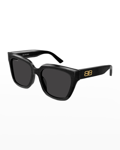 Balenciaga Bb Square Acetate Sunglasses In Antique Black