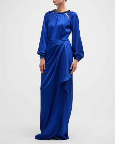 open lace back dress Printed Chiffon Pleated Full Sleeve Dress – Terijon.com main image 0