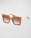 Max Mara Square-frame Tinted Sunglasses In Matte Pink