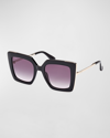 Max Mara Gradient Acetate Butterfly Sunglasses In Shiny Black