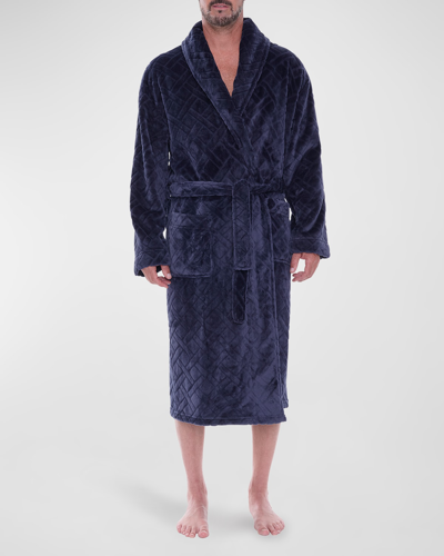 Majestic Men's Crossroads Jacquard Shawl Robe In Navy